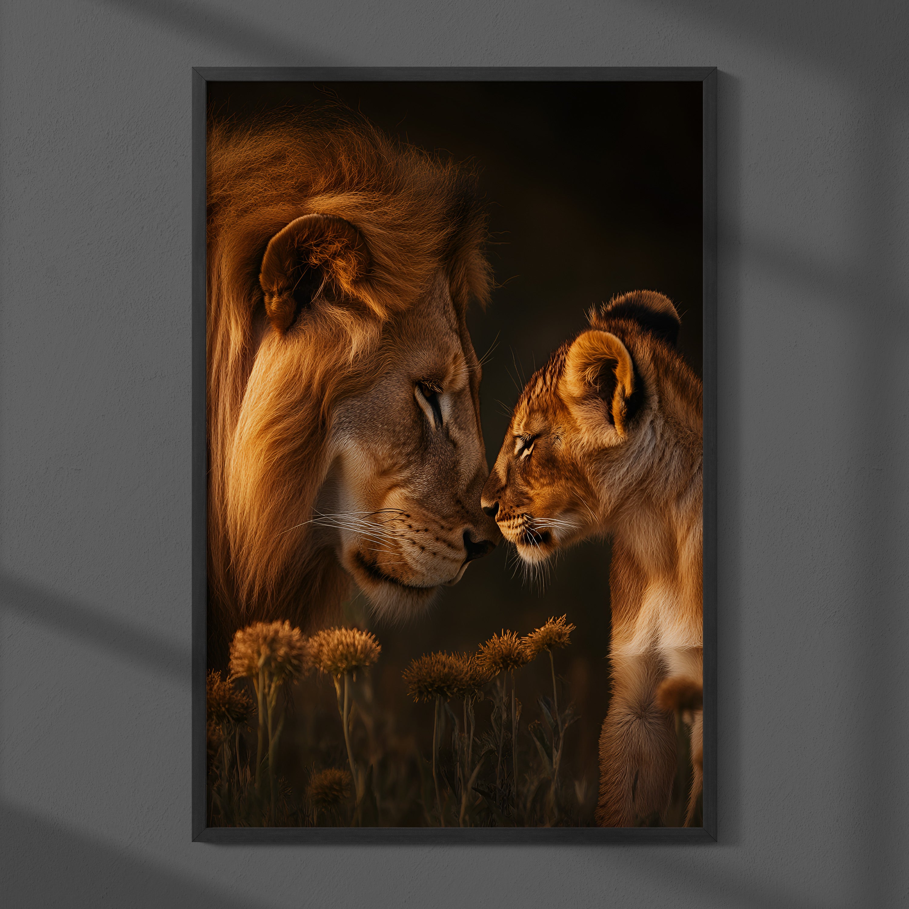 Lionheart – Fotoprint van Vader & Welp in het Wild