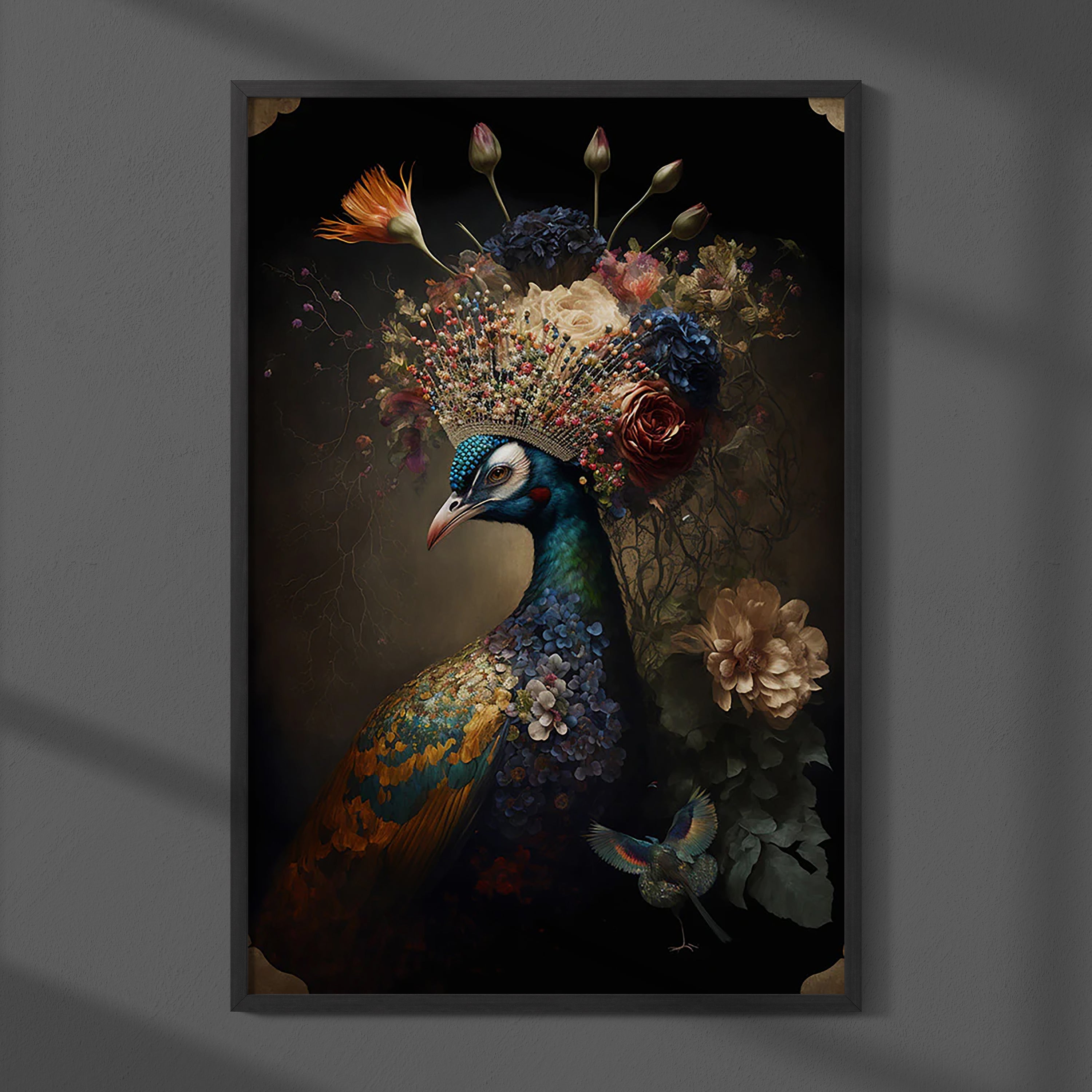 Majestic Bloom – Art Print with Imaginative Peacock