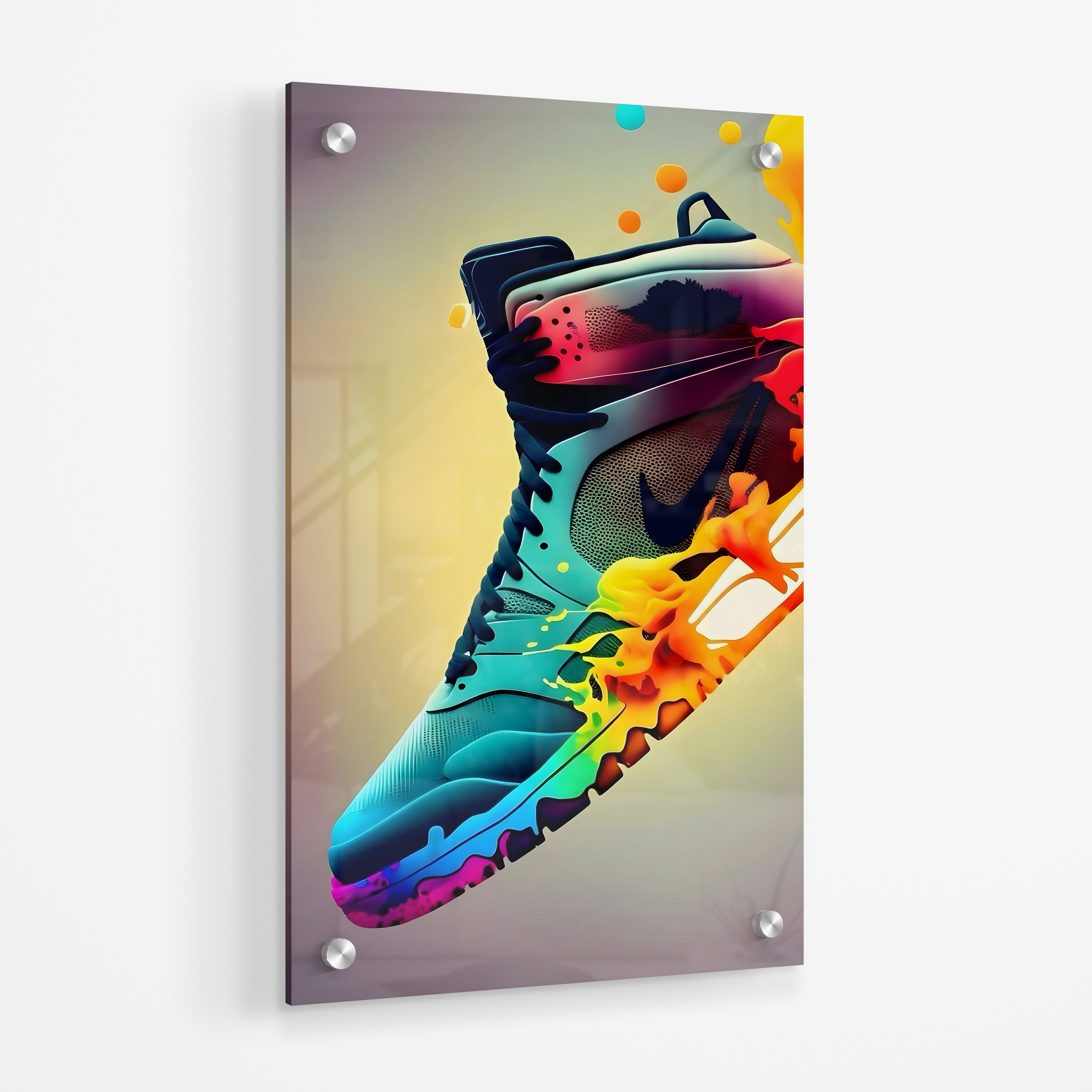 Nike Sneaker Glas Schilderij - Inclusief Ophangsysteem